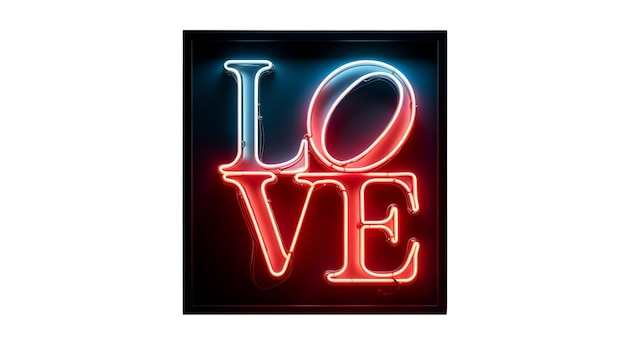 PSD neon sign the word love