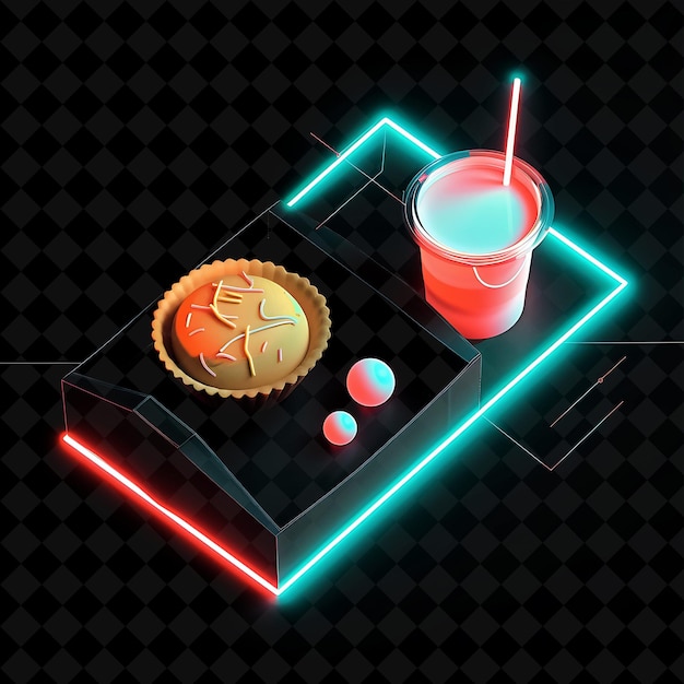 PSD neon suprematist shapes egg tart tarts in a branded recyclab png neon food decor y2k collection