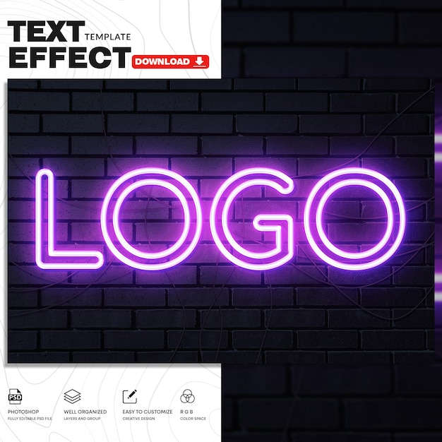 PSD neon text effect psd template