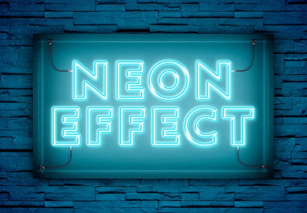 PSD neon text in a shop sign mockup