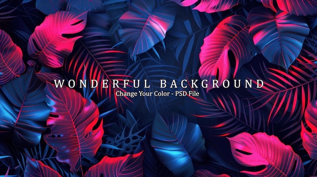 PSD neon tropical leaves background