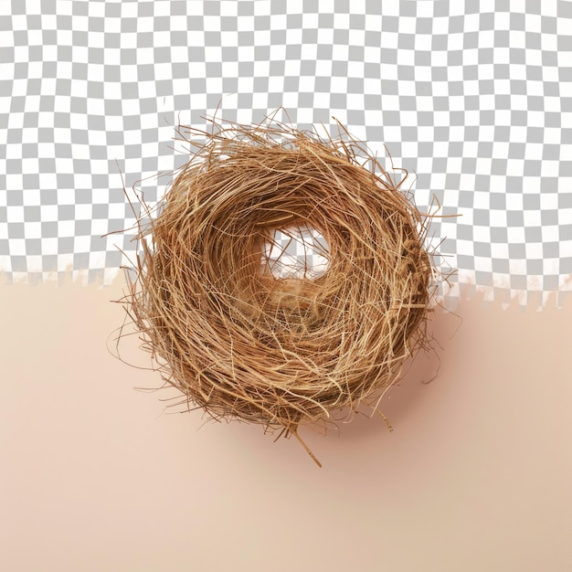 a nest of a bird nest on a table with a checkered background