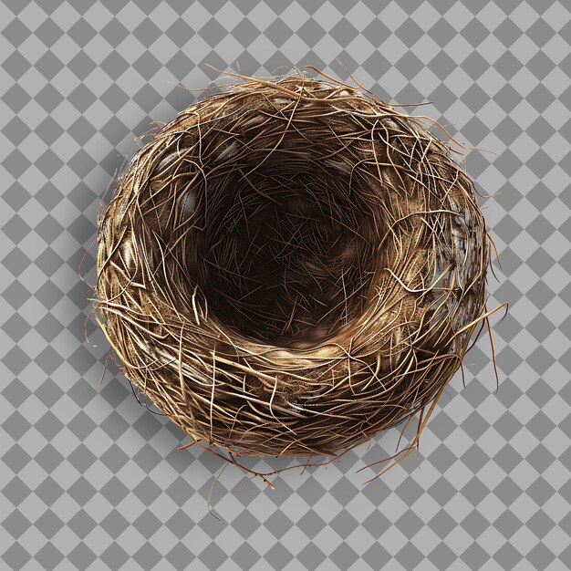 PSD a nest of straw with a bird nest on a gray background