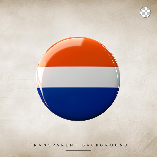 PSD netherlands round flag badge isolated on transparent background