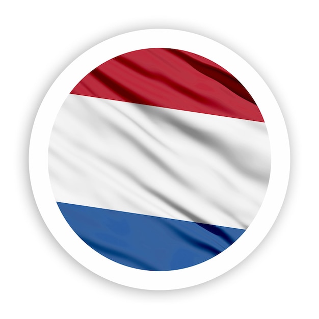 PSD netherlands waving flag with white rounded circle frame