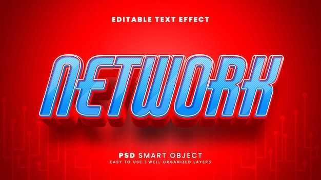 Network 3d editable text effect template