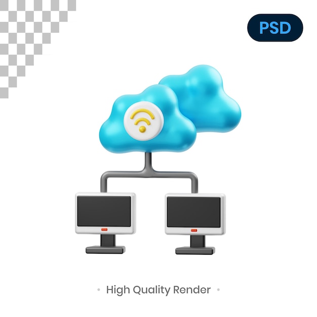 Network 3D Render Illustration Premium Psd