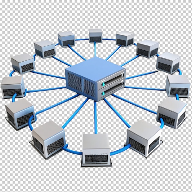 network hub on transparent background