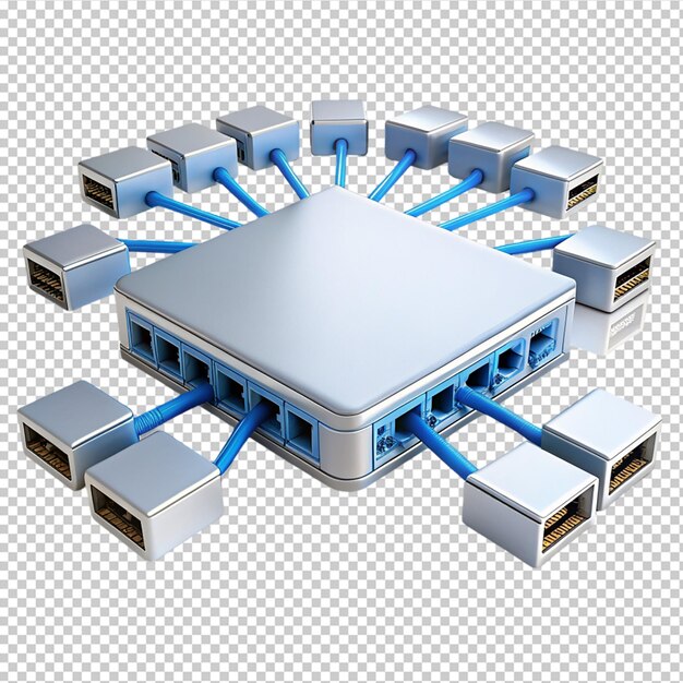 network hub on transparent background