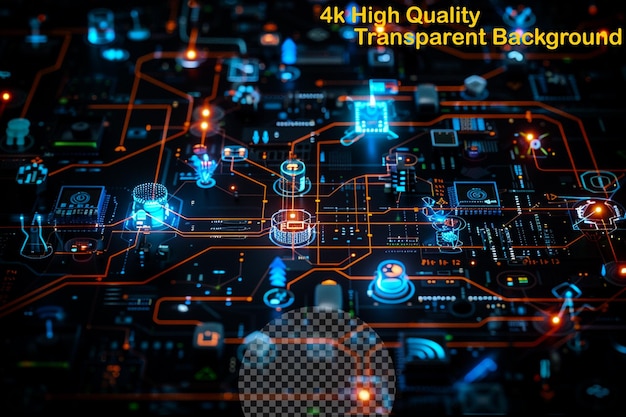 PSD a network of interconnected devices embedded with senso on transparent background