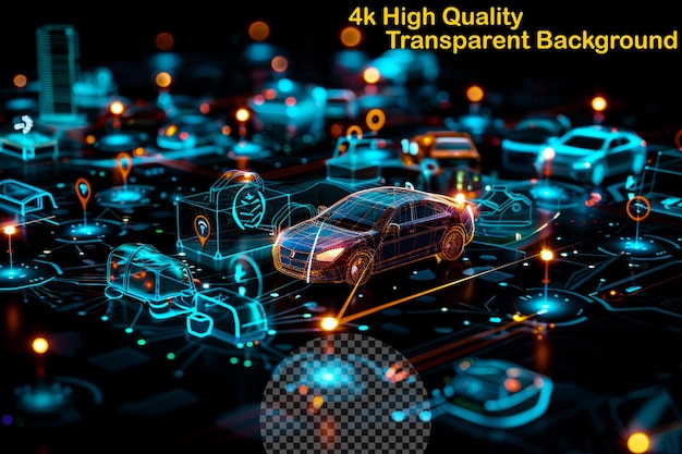 PSD a network of interconnected devices embedded with senso on transparent background