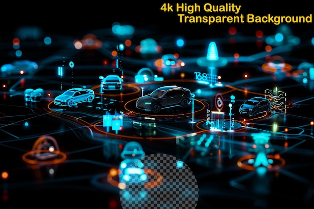 PSD a network of interconnected devices embedded with senso on transparent background