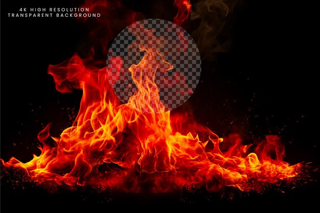 Neutral Bonfire effect and fire flame with fire spark transparent background