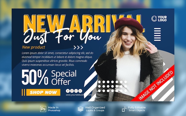 PSD new arrival fashion sale with modern style promotion social media post website banner template