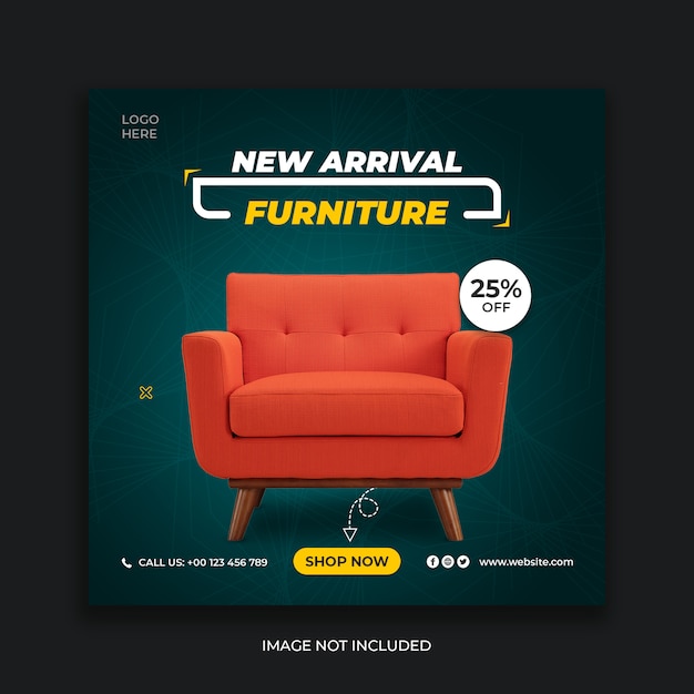 New arrival furniture sale instagram social media banner template