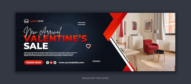 New arrival valentine sale social media facebook cover template