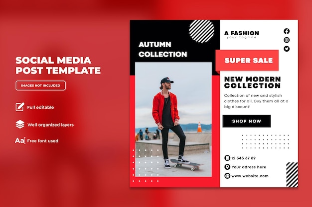 New Autumn collection fashion instagram post template