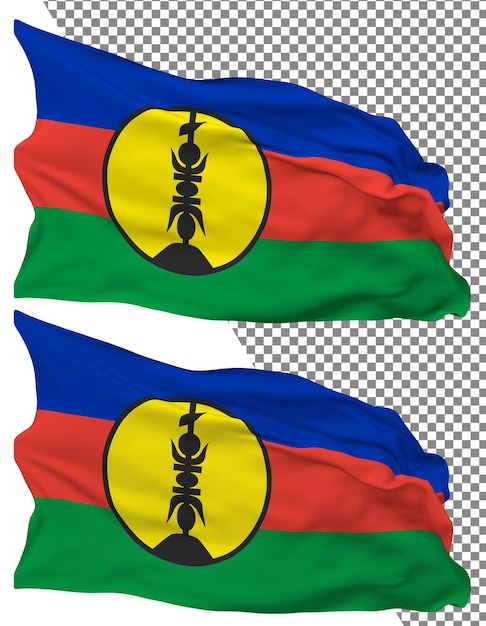 New Caledonia Flag Wave Isolated Plain Bump Texture Transparent Background 3D Rendering