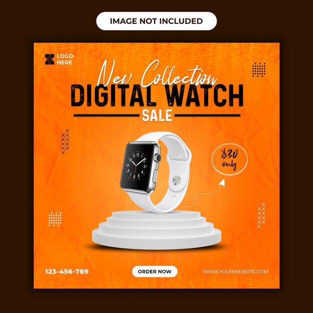 New Collection Digital Watch sale social media post template Premium Psd