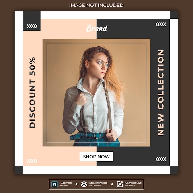 New collection fashion promo instagram post or square web banner social media template