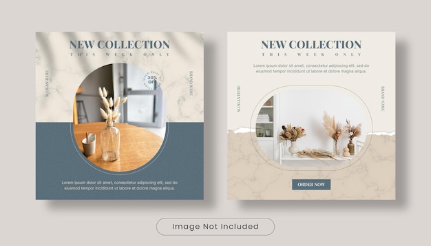 new collection interior design instagram post banner template set