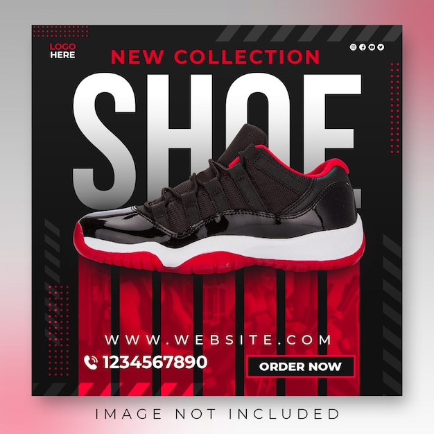 PSD new collection shoe sale discount offer banner social media instagram post square layout fashion