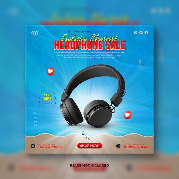 New collection smart Headphone social media banner design and Instagram post template