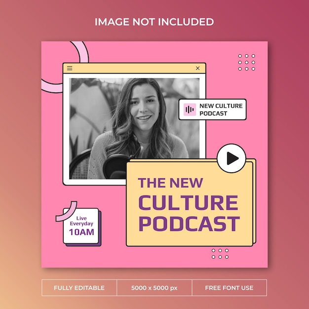 PSD new culture podcast instagram post psd template