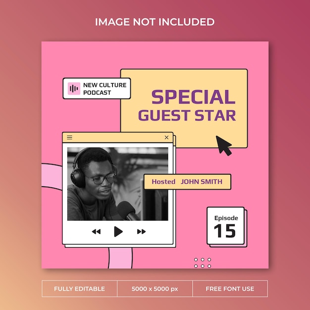 New culture podcast instagram post PSD template