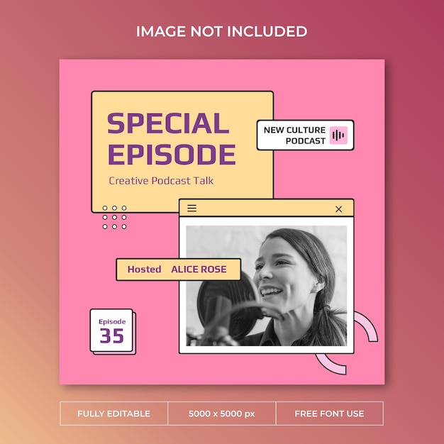 New culture podcast instagram post PSD template