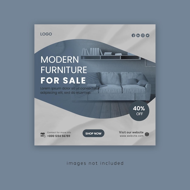 New exclusive furniture sale instagram web banner or social media banner template