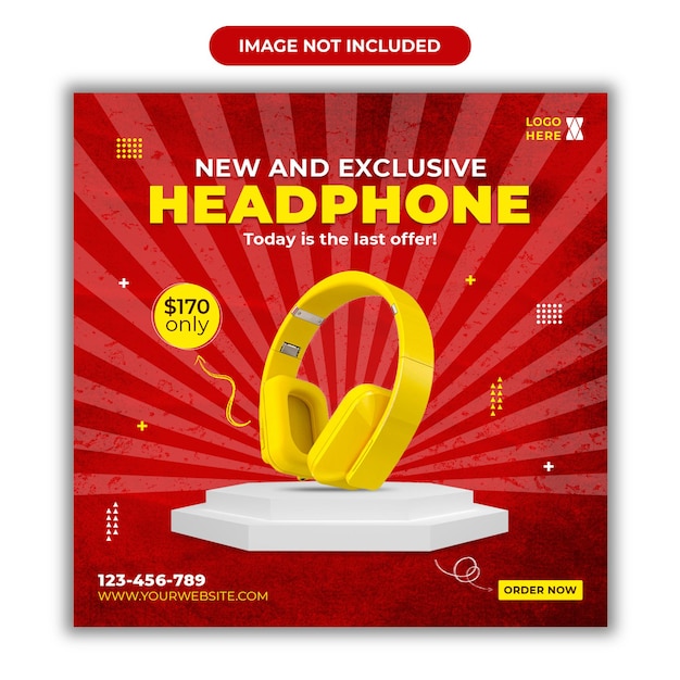 New and Exclusive Headphone sale social media post template Premium Psd