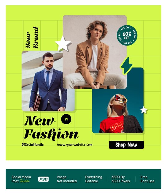 New Fashion Collection Offer Editable Social Media Post PSD Template