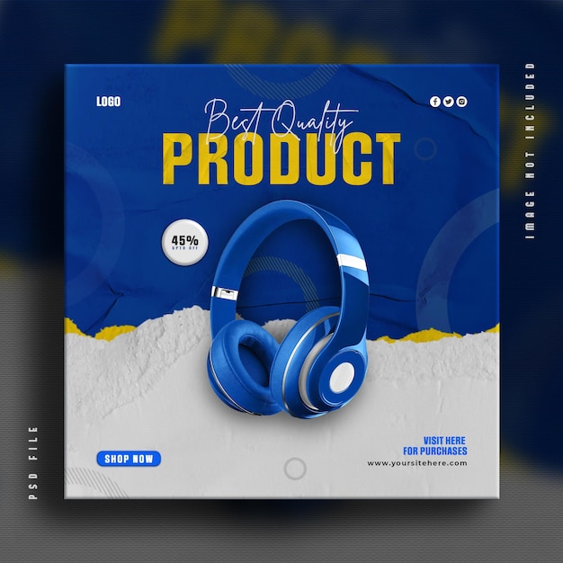 New headphone collection fashion sale web banner psd template