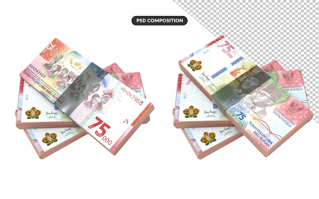 New indoneisan rupiah currency 3d render premium psd