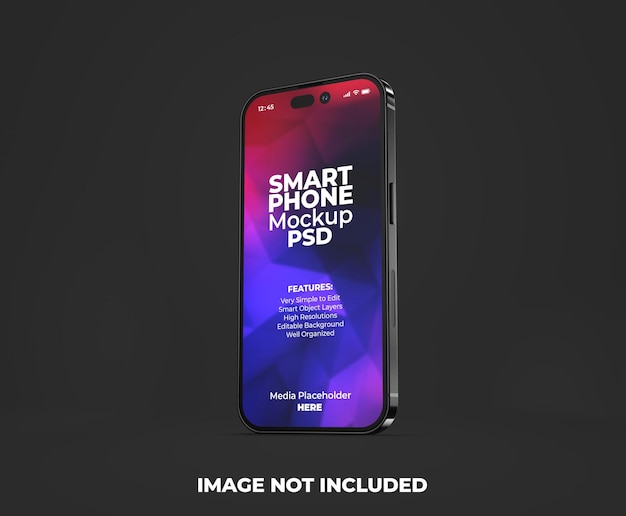 New iphone 14 pro 3D smartphone screen mockup template with editable background