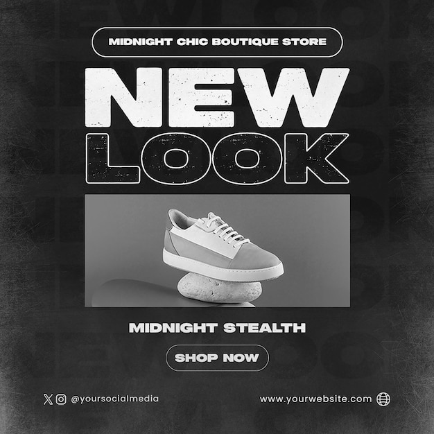 PSD new look fashion shoes promotional design for social media and instagram post template psd