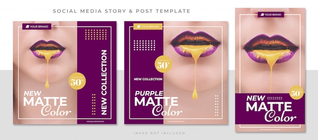 New matte color social media post template