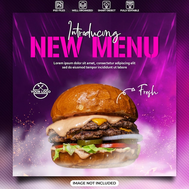 New menu food social media post template