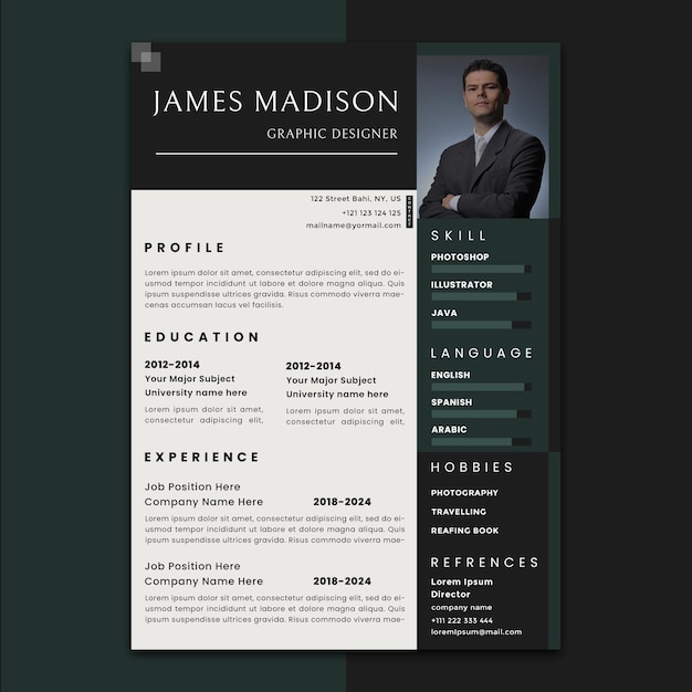 PSD new and modern cv template