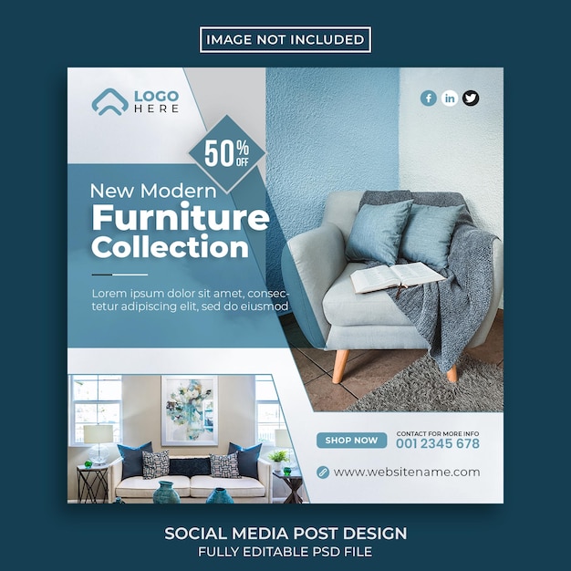 New modern furniture social media and instagram post template design