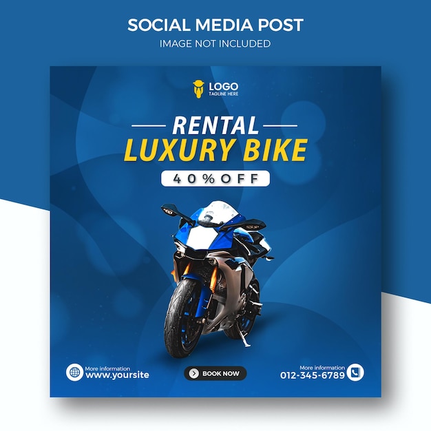 New motorcycle social media post template design Bike Sales template banner motorcycle service