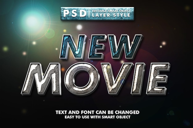 New movie 3d text effect premium psd