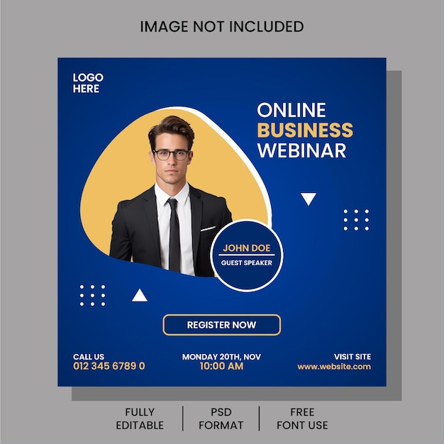 New Online Business Conference and Live Webinar social media post and marketing web banner template