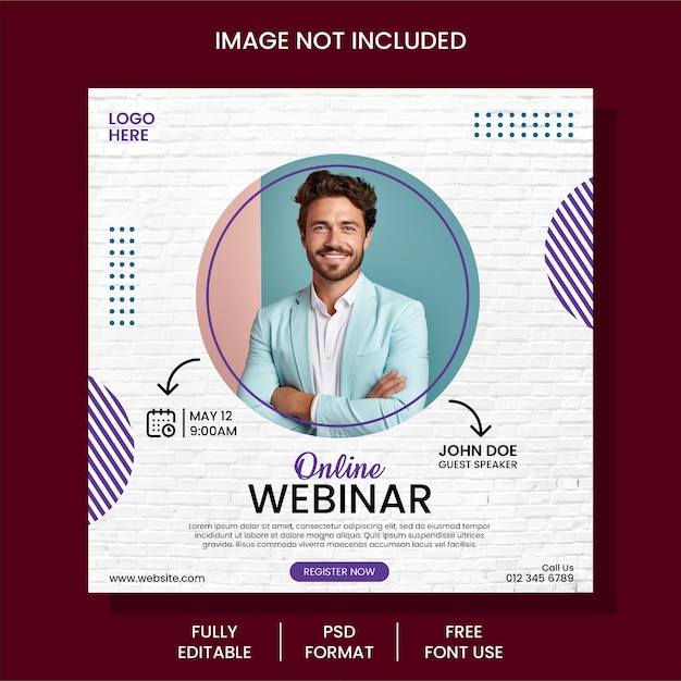 New Online Business Conference and Live Webinar social media post and marketing web banner template