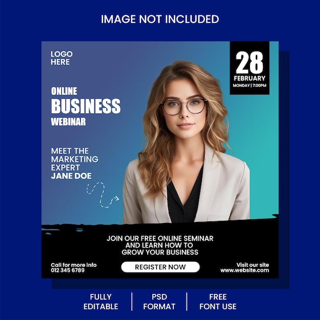 New Online Business Conference and Live Webinar social media post and marketing web banner template