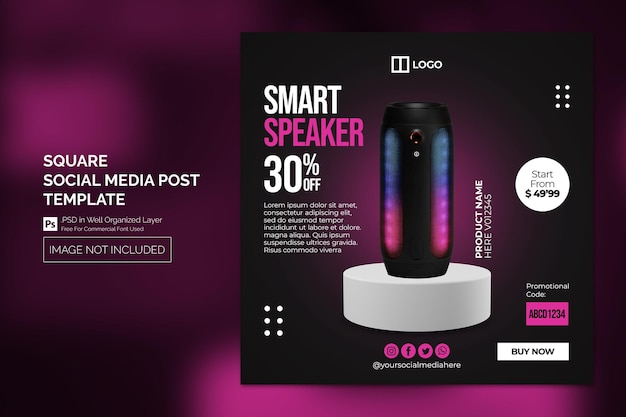 New Product Discount Social Media Post or Square Web Banner Ad Template