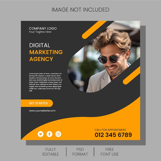 New Professional and Creative Marketing agency and corporate social media post web banner template