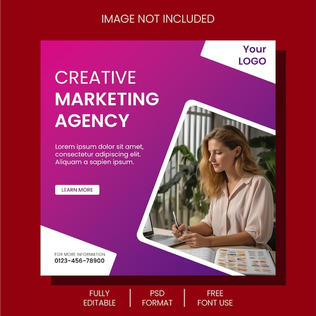 New Professional and Creative Marketing agency and corporate social media post web banner template