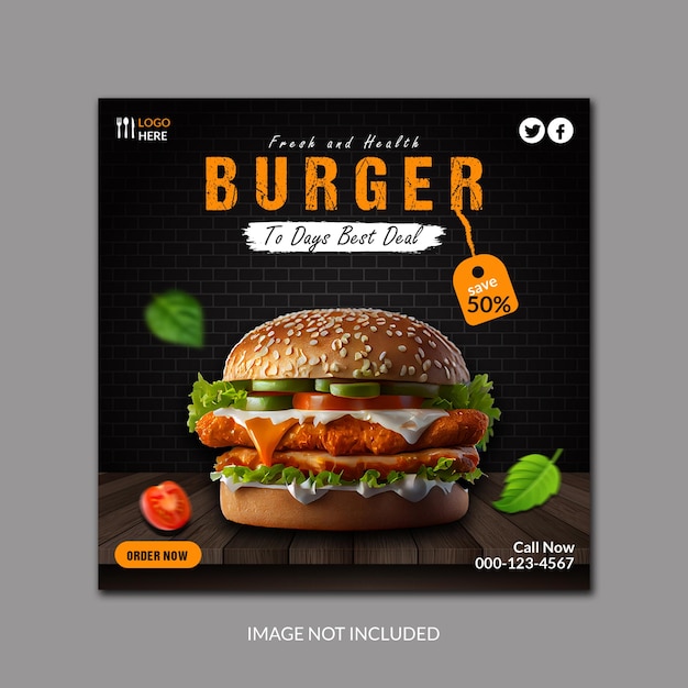 New PSD delicious burger and new food menu social media banner new template